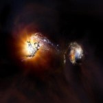 ALMA zaznamenala srážku dvojice gigantických mimořádně svítivých galaxií